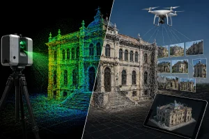 sistema de escaneado con fotogrametria en comparación con la tecnologia LiDAR